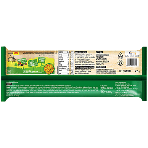 Maggi Nutri-Licious Masala Veg Atta Instant Noodles, 435 g (6x72.5 g) Made with Atta, Source of Protein, Fibre & Iron,