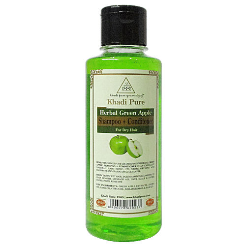 Khadi Pure Shampoo + Conditioner - Herbal Green Apple, For Dry Hair, 210 ml Bottle 