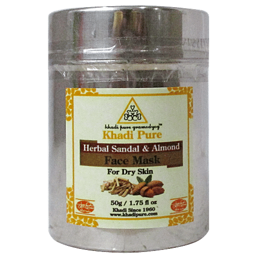 Khadi Pure Herbal Sandal & Almond Face Mask - For Dry Skin, 50 g Jar