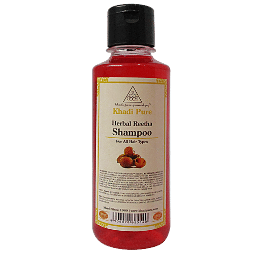 Khadi Pure Hair Shampoo - Herbal Reetha, For All Hair Types, 210 ml Bottle