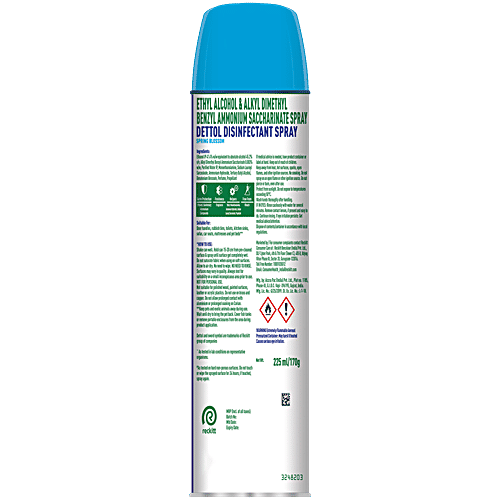Dettol Spring Blossom Multi Surface Disinfectant Spray, 225 ml 24 hours Antibacterial protection, Germ Kill on Hard and Soft Surfaces