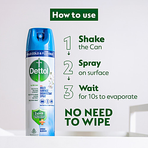 Dettol Spring Blossom Multi Surface Disinfectant Spray, 225 ml 24 hours Antibacterial protection, Germ Kill on Hard and Soft Surfaces