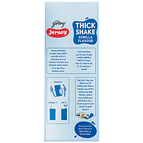 Godrej Jersey Vanilla Thick Shake, 180 ml  Natural Source of Calcium, Proteins & Minerals