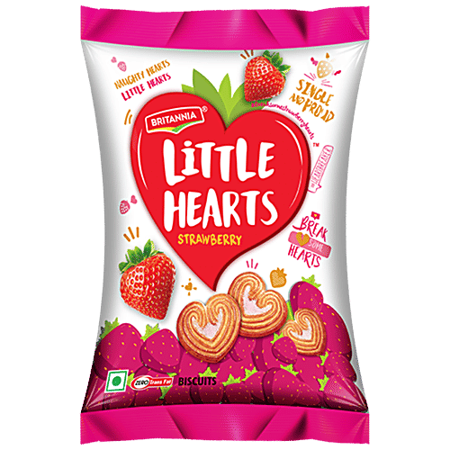 Buy Britannia Little Hearts Strawberry Biscuits Online at Best Price of