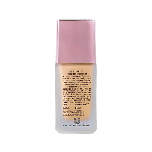 Lakme 9To5 Primer + Matte Perfect Cover Foundation - C100, Cool Ivory, 25 ml  