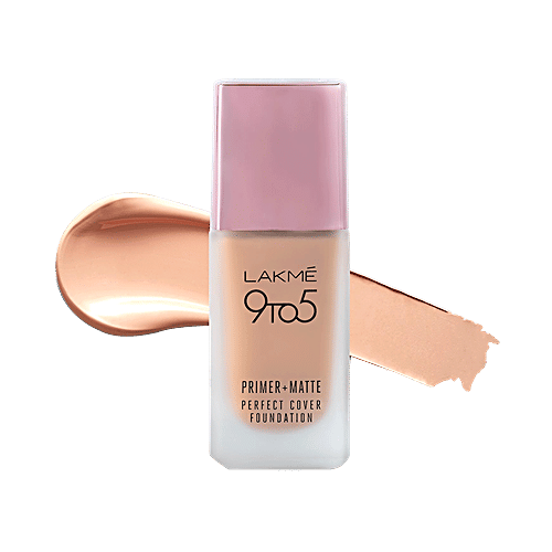Lakme 9To5 Primer + Matte Perfect Cover Foundation - C100, Cool Ivory, 25 ml  