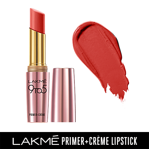 Lakme 9To5 Primer + Creme Lip Color - Ruby Result, CR1, 3.6 g  