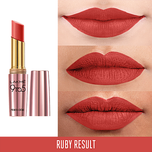 Lakme 9To5 Primer + Creme Lip Color - Ruby Result, CR1, 3.6 g  