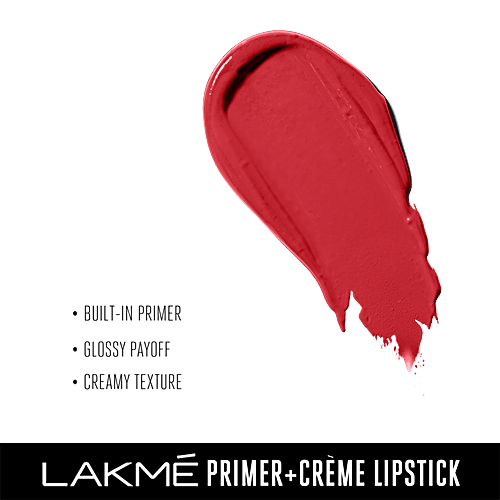 Lakme 9To5 Primer + Creme Lip Color - Red Rage, CR3, 3.6 g  