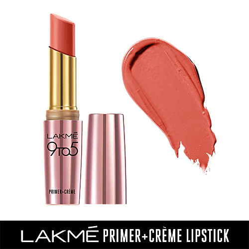 Lakme 9To5 Primer + Creme Lip Color - Brick Blast, CR4, 3.6 g  