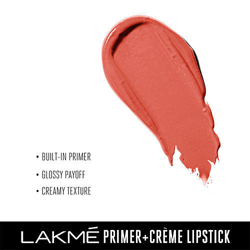 Lakme 9To5 Primer + Creme Lip Color - Brick Blast, CR4, 3.6 g  
