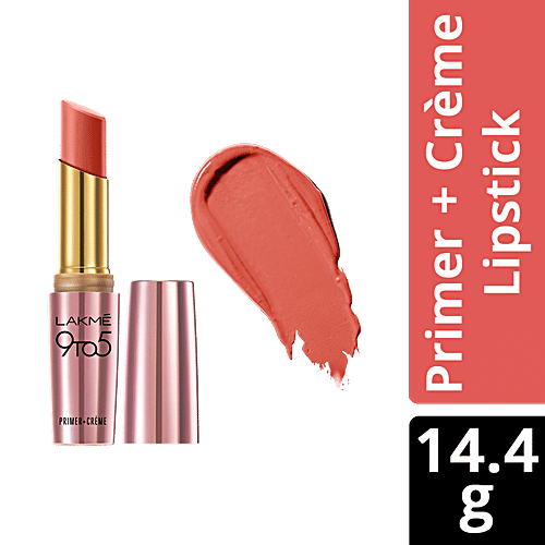 Lakme 9To5 Primer + Creme Lip Color - Brick Blast, CR4, 3.6 g  