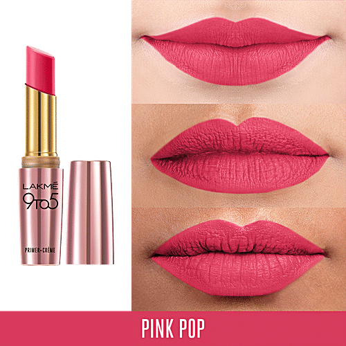 Lakme 9To5 Primer + Creme Lip Color - Pink Pop, CP1, 3.6 g  