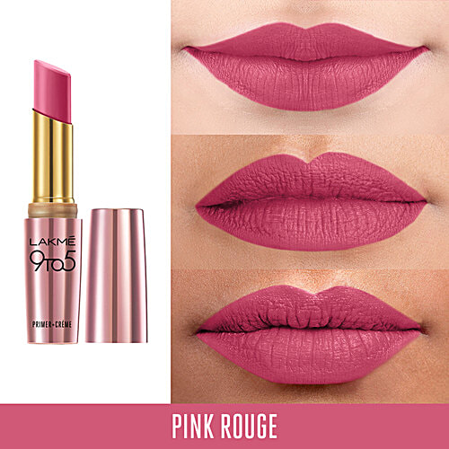 Lakme 9To5 Primer + Creme Lip Color - Pink Rouge, CP3, 3.6 g  