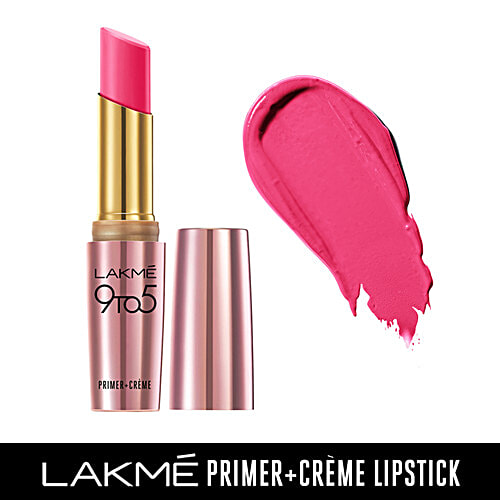 Lakme 9To5 Primer + Creme Lip Color - Pink Shock, CP6, 3.6 g  