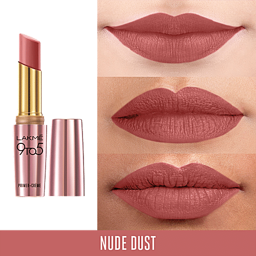 Lakme 9To5 Primer + Creme Lip Color - Nude Dust, CP10, 3.6 g  