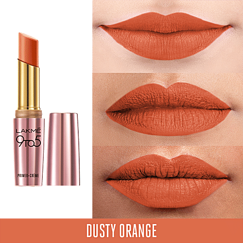 Lakme 9To5 Primer + Creme Lip Color - Dusty Orange, CP11, 3.6 g  