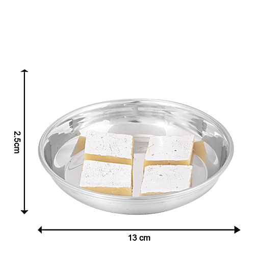 BB Home Steel Pudding/Halwa Bowl/Plate - No.6.5, 2 pcs  
