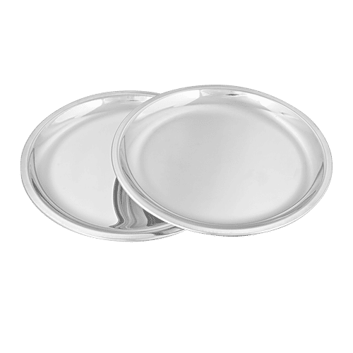bb home Snack Plate/Thali - No. 8, China, Stainless Steel, 2 pcs  Dishwasher Safe
