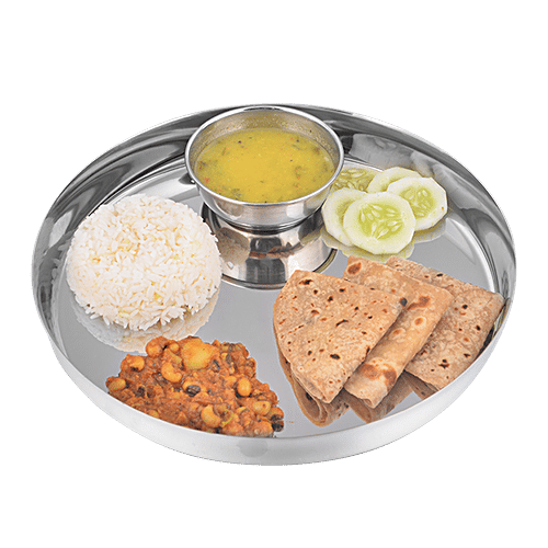 bb home Dinner Plate/Thali - No. 12, Gujarati, Stainless Steel, 2 pcs  Dishwasher Safe