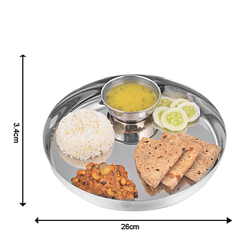 bb home Dinner Plate/Thali - No. 12, Gujarati, Stainless Steel, 2 pcs  Dishwasher Safe