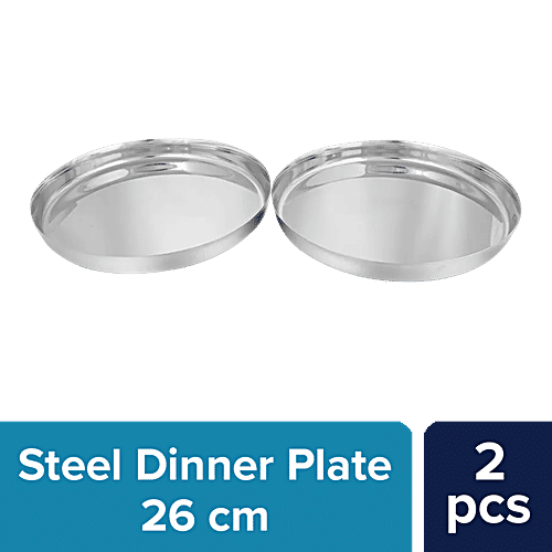 bb home Dinner Plate/Thali - No. 12, Gujarati, Stainless Steel, 2 pcs  Dishwasher Safe