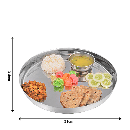 BB Home Steel Dinner Plate/Thali - No. 14, Gujrati, 2 pcs  