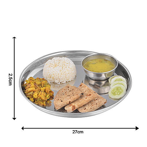 BB Home Steel Dinner Plate/Thali - No. 12, N.P.Bidding, 2 pcs  