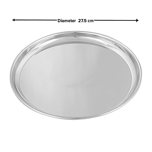 bb home Dinner Plate/Thali - No. 12, Beggi China, Stainless Steel, 2 pcs  Dishwasher Safe