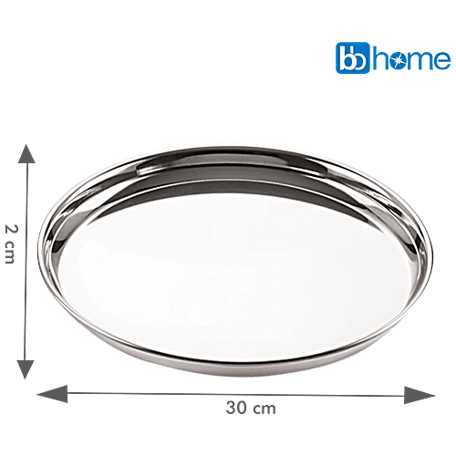 BB Home Steel Dinner Plate/Thali - No. 13, Beggi China, 2 pcs  