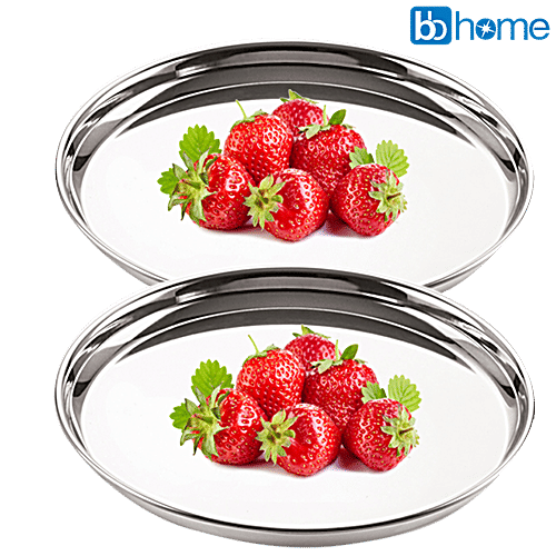 BB Home Steel Dinner Plate/Thali - No. 13, Beggi China, 2 pcs  