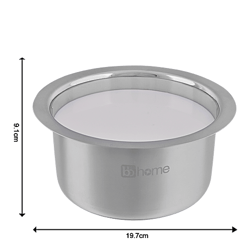 BB Home Steel Flat Bottom Tope/Patila/Bhagona -  No. 12, 1.5 L  