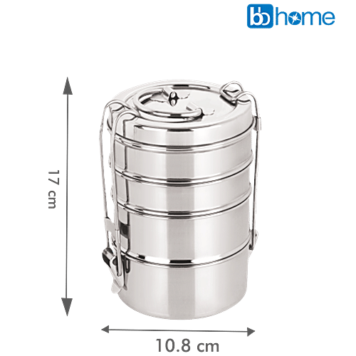 BB Home Steel Lunch/Tiffin Box With 4 Containers - 7X4, 1 pc  