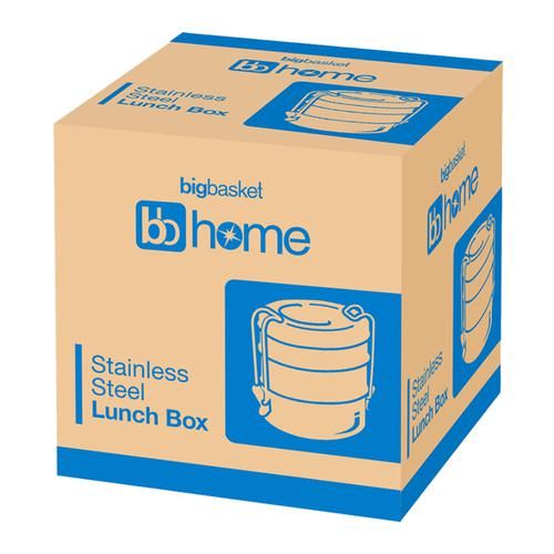 BB Home Lunch/Tiffin Box With 3 Containers - 8X3, Stainless Steel, 1 pc  Dishwasher Safe
