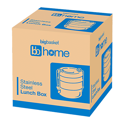 bb home Lunch/Tiffin Box With 3 Containers - 8X3, Stainless Steel, 1 pc  Dishwasher Safe