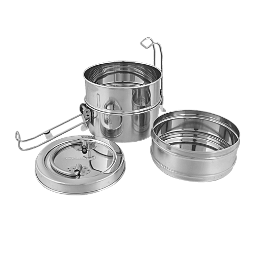 bb home Lunch/Tiffin Box With 3 Containers - 8X3, Stainless Steel, 1 pc  Dishwasher Safe
