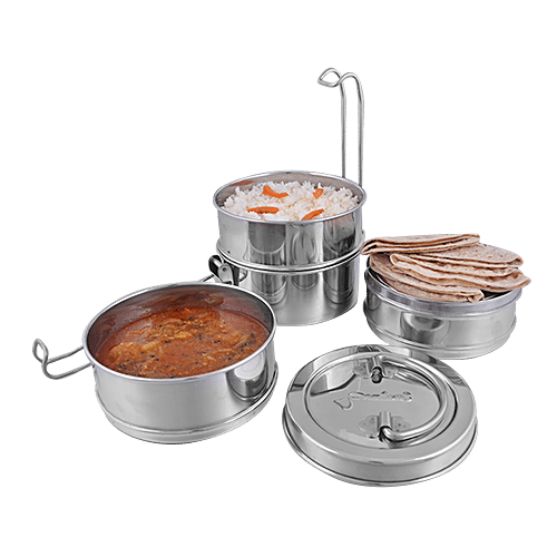 BB Home Steel Lunch/Tiffin Box With 4 Containers - 8X4, 1 pc  
