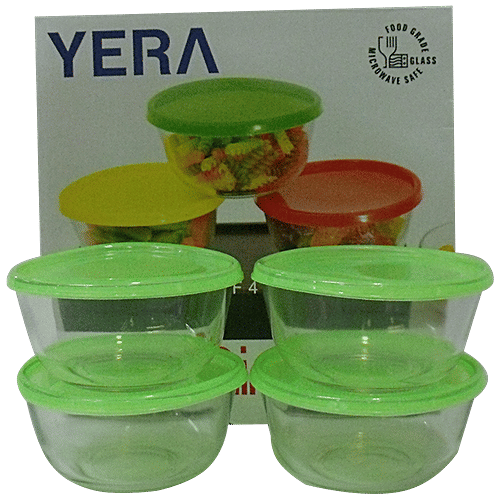 Yera Glass Bowl With Lid - Minty, 225 ml Set of 4 
