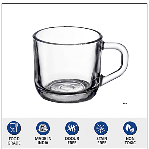 Yera Tea/Coffee Glass Mug Set, 120 ml (Set of 6) Dishwasher Safe