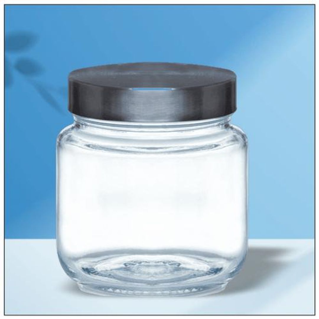 Yera Glass Jar With Steel Cap, 565 ml Set of 2
