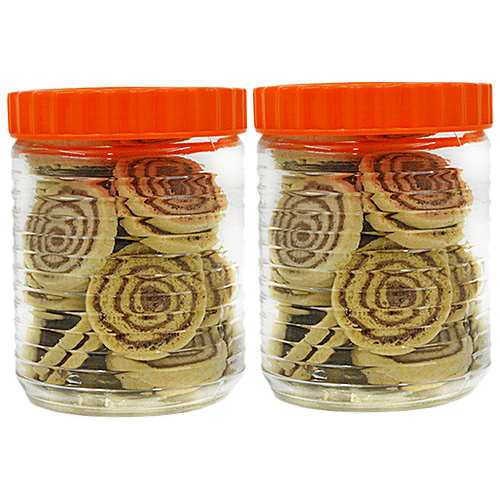 Yera Snacks Glass Jar Round Modular Design - Red, 750 ml Set of 2 