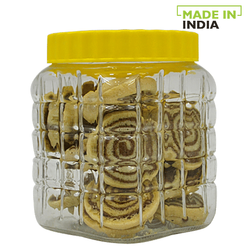 Yera Snacks Glass Jar Square Modular Design - Yellow, 875 ml Set of 2 