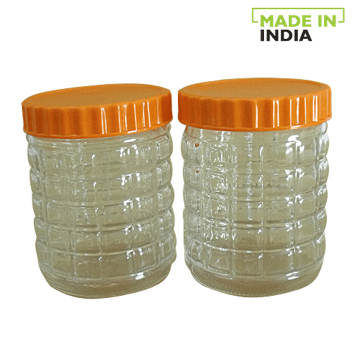 Yera Snacks Glass Jar Square Modular Design - Green, 875 ml Set of 2 