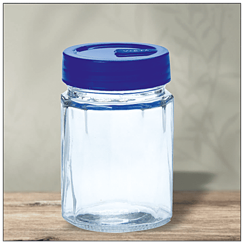 Buy Yera Pantry/Cookie/Snacks Glass Jar With Blue Lid Online at Best