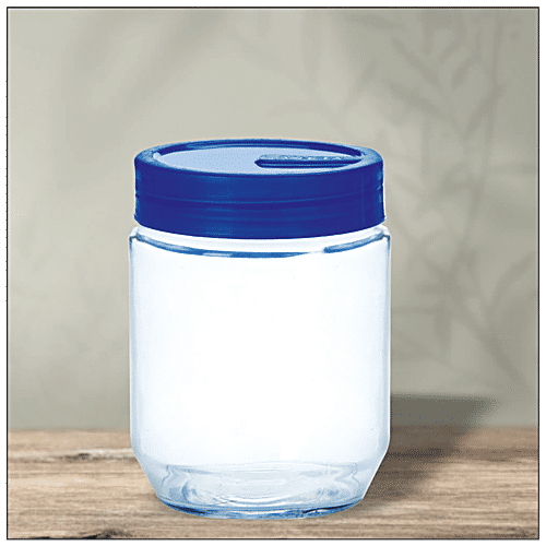 Buy Yera Pantry/Cookie/Snacks Glass Jar With Blue Lid Online at Best