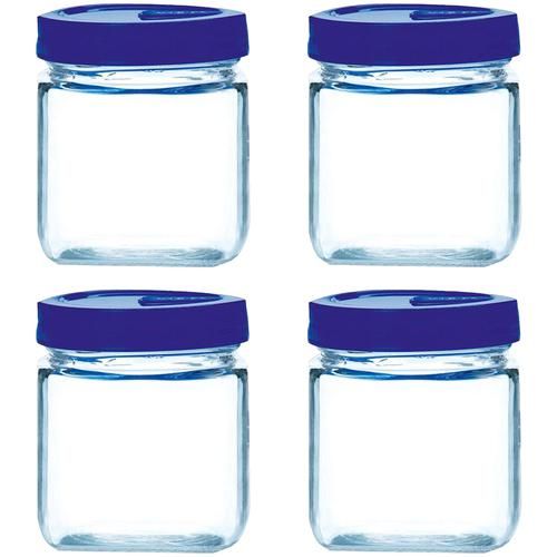 Buy Yera Glass Jar - With Blue Lid, Square, Pantry/Cookie/Snacks