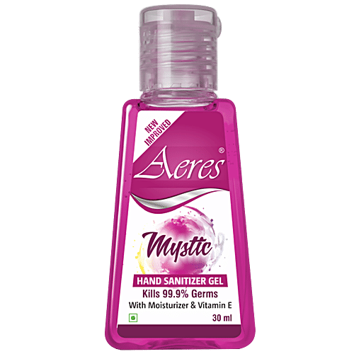 Aeres Hand Sanitizer Gel - Mystic , Alcohol Based, With Moisturizer & Vitamin E, Kills 99.99% Germs, 30 ml  