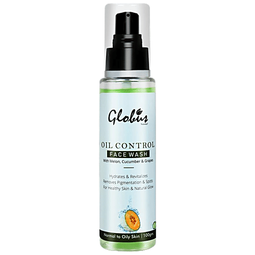 Globus Naturals Oil Control Face Wash - with Melon, Cucumber & Grapes, Normal to Oily Skin, Free from Harmful Chemicals & Paraben, 100 g  Free from Harmful Chemicals & Paraben