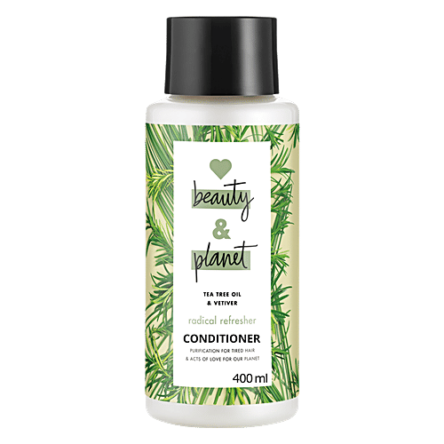 Love Beauty & Planet Radical Refresher Hair Conditioner - Tea Tree Oil & Vetiver, For Tired Hair, No Silicones & No Added Parabens, 400 ml No Silicones & No Added Parabens