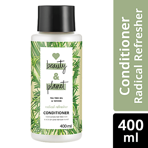 Love Beauty & Planet Radical Refresher Hair Conditioner - Tea Tree Oil & Vetiver, For Tired Hair, No Silicones & No Added Parabens, 400 ml No Silicones & No Added Parabens